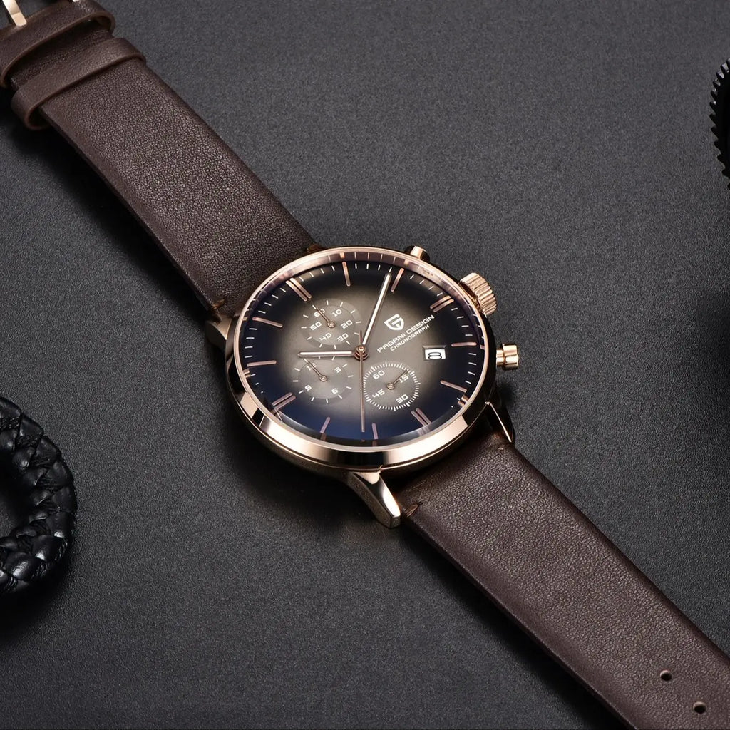 Pagani Design Fashion Luxury Men's Quartz Chronograph Watch Japan VK67 Movement Leather Strap Large Calendar PD-2720K reloj