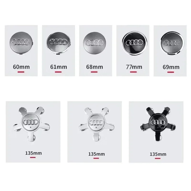 Audi 4pcs 60mm 61mm 68mm 69mm 123mm Car Styling Wheel Center Cap Hub Covers Badge for Audi A3 A4 A5 A6 A7 A8 S4 S6 Sticker