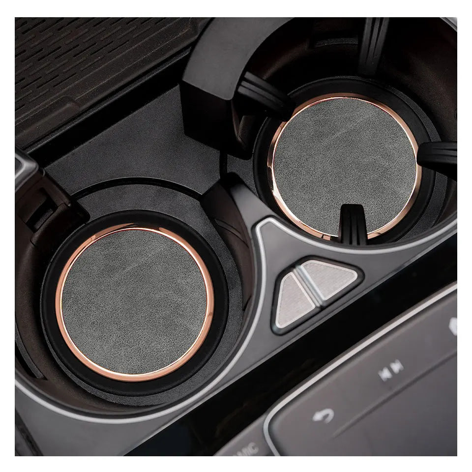 2Pcs Leather Car Coaster Anti-slip Mat Cup Holder Pad For BMW X1 X2 X3 X4 X5 X6 X7 1 3 5 6 7 Series E60 E90 E70 G20 G30 G7