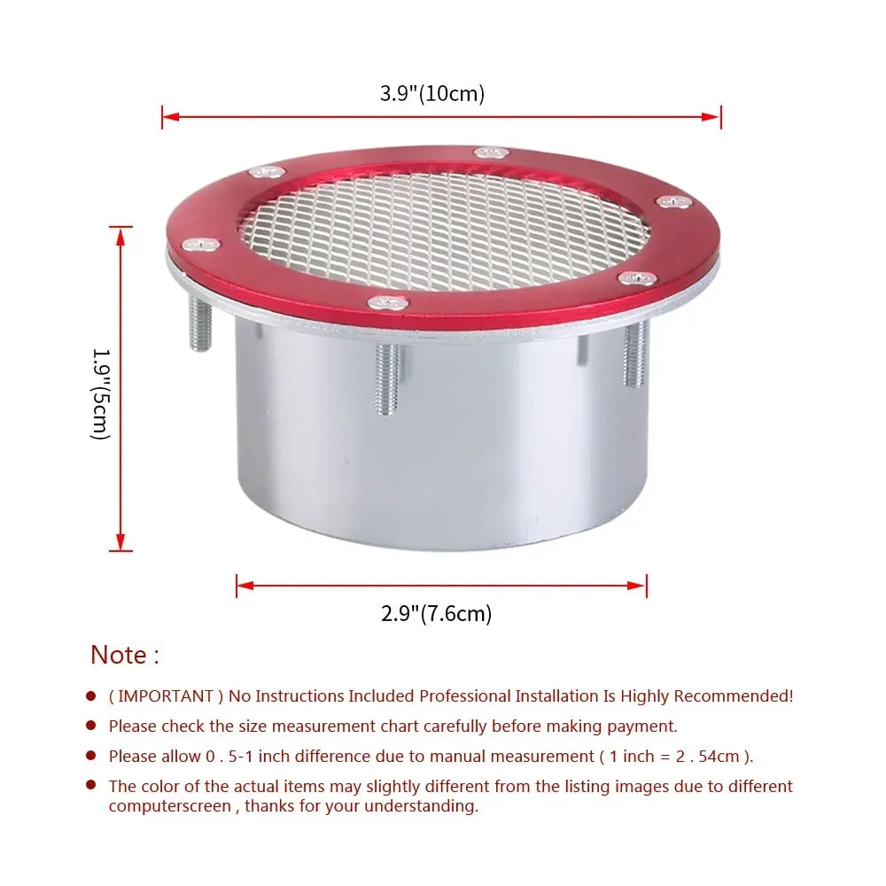 Car Air Vent Racing Intake Bumper Vent Inlet Duct Cold Air Filter Dust Air Duct Grille 3inch Universal  For Benz BMW Audi