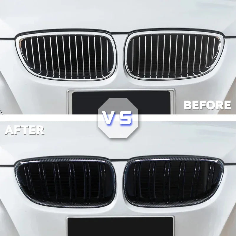 2Pcs Car Style Black Front Kidney Double Slat Grill Grille for-BMW E92 E93 3-Series 328I 335I Coupe LCI 2010-2013