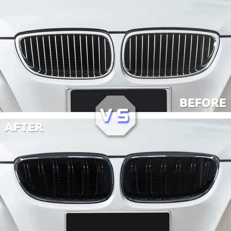 2Pcs Car Style Black Front Kidney Double Slat Grill Grille for-BMW E92 E93 3-Series 328I 335I Coupe LCI 2010-2013