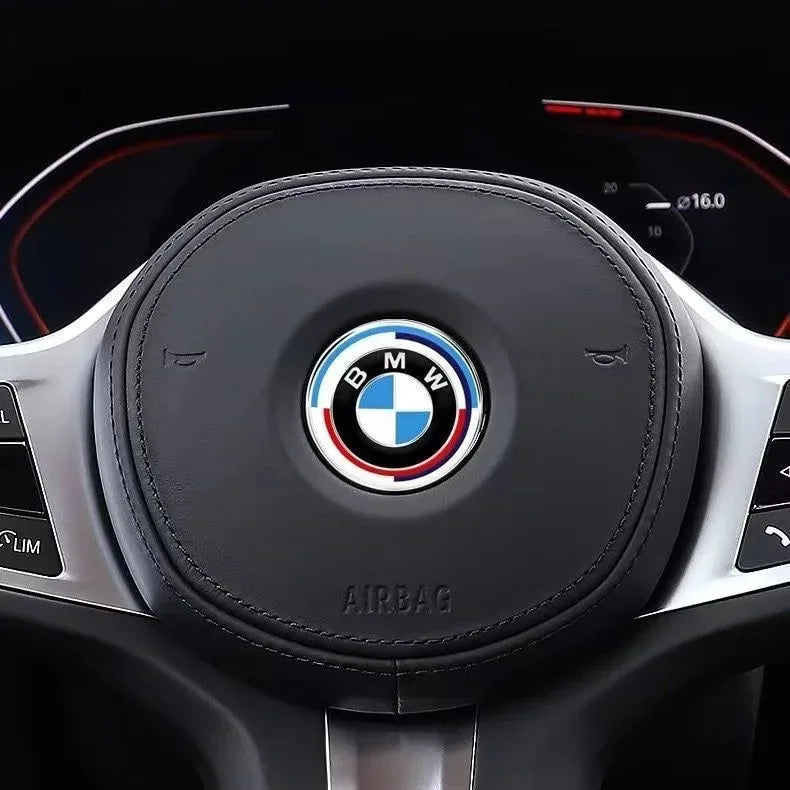 4.5cm Car Steering Wheel Center Emblem Sticker Badge For BMW 50th M E46 E90 E87 F30 F20 F10 G20 G30 X1 X3 X5 Interior Logo Decal