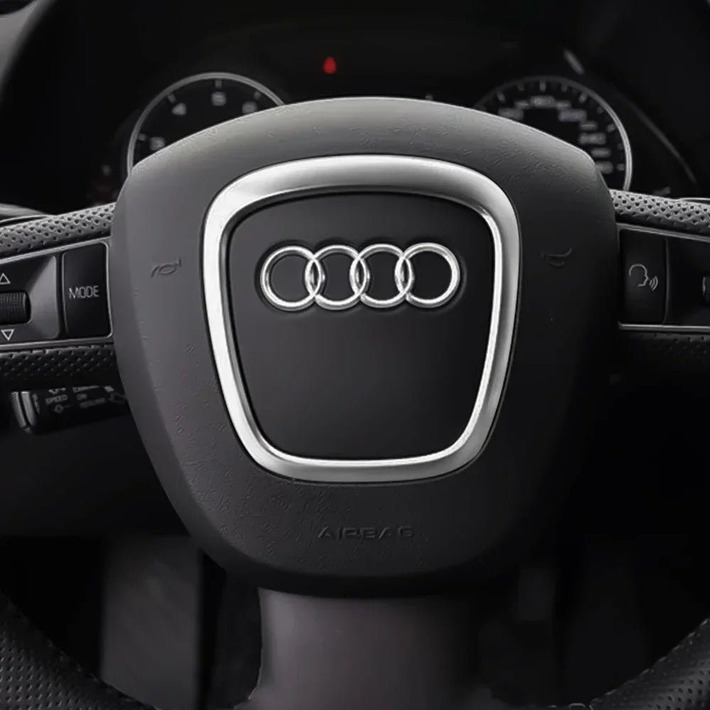 Audi Automobile Steering Wheel Logo Bright Frame Strip Electroplated Sticker Emblem For A3 A4 B8 8P B9 8V A5 A6 C7 A7 Q3 Q5 Q7