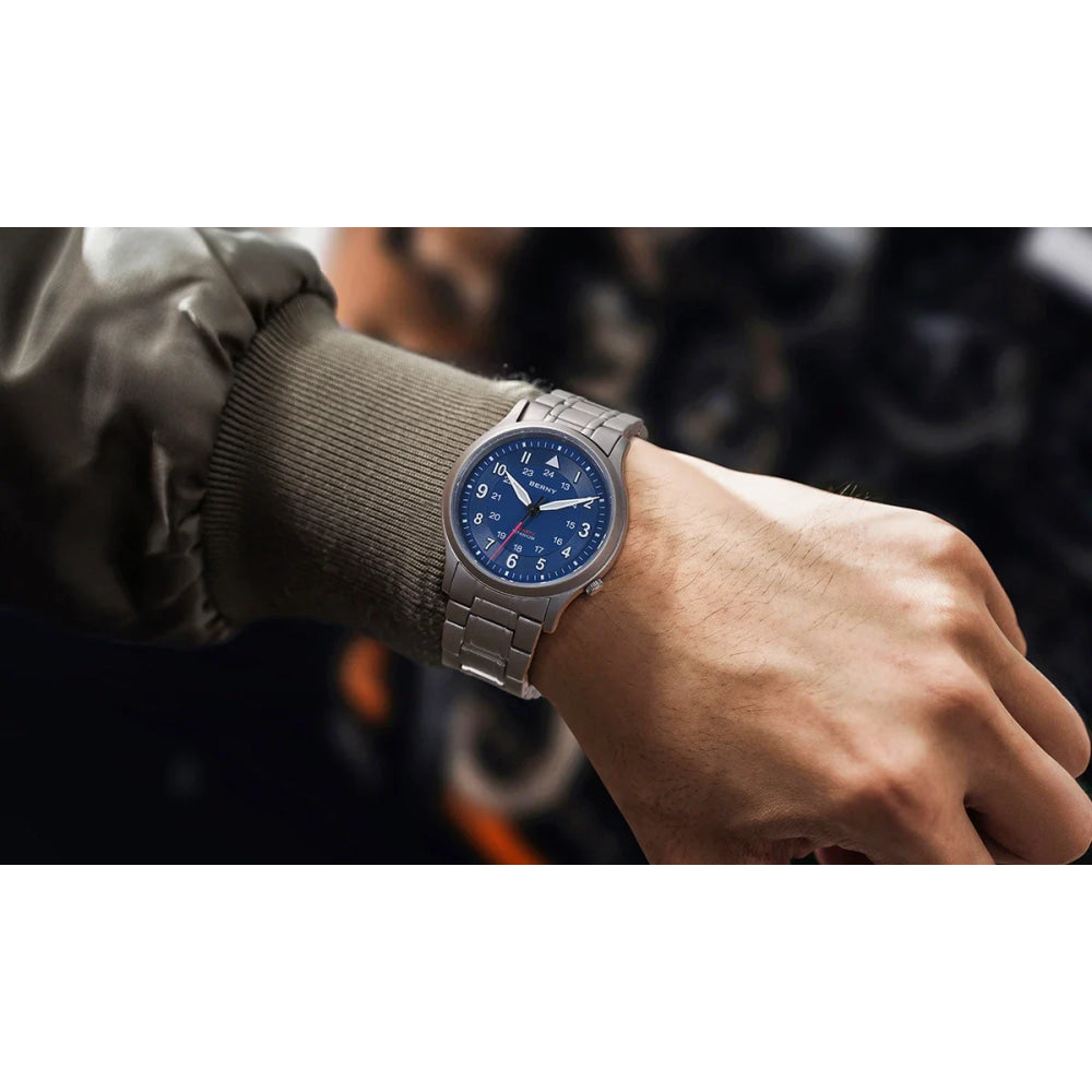 BERNY Titanium Watches for Men Classic Mens Field Watch Easy Read Outdoor Quartz Wristwatch Super Luminous Sapphire 5ATM