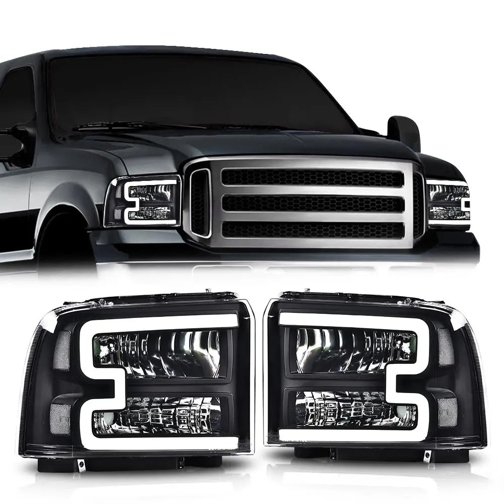 Led Drl Bar Headlights Assembly Replacement for 2005-2007 Ford F250 F350 F450 F550 Super Duty/2005 Excursion Chrome |   Crossdesign