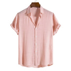 100% Cotton Linen Shirt Men Summer Short Sleeve Male T-shirts Breathable Tops Tee White Clothing Casual Fashion Shirts For Men
