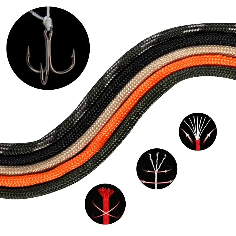 Cuerda Paracord de 5/15/30m, 7 hebras, 4mm, táctica militar, 550, cuerda de paracaídas, accesorios de acampada, línea de pulsera DIY de supervivencia al aire libre