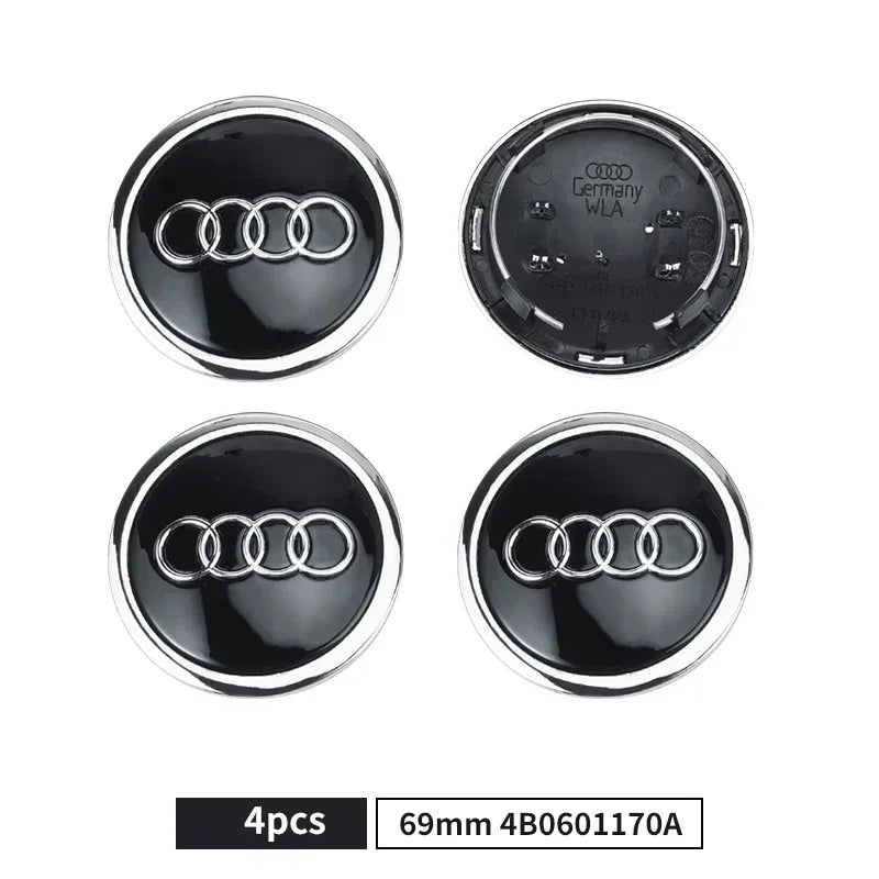 For Audi A8 A5 A6 C5 C6 C7 A7 A1 A3 A4 B5 Q3 Q5 Q7 TT 4pcs 60mm 61mm 68mm 69mm Car Wheel Hub Center Caps Rim Cover Accessories