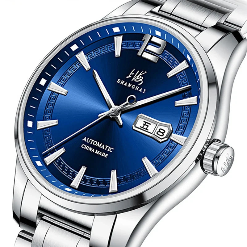 Shanghai Watch Business Men's Mechanical Watches 39mm Automatic Wristwatch 316L Stainless Steel Sapphire Glass reloj hombre 706