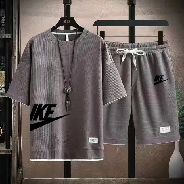 Fashionable, casual and trendy men's sportswear set, short-sleeved T-shirt and outdoor summer sports shorts set, new size M-3XL