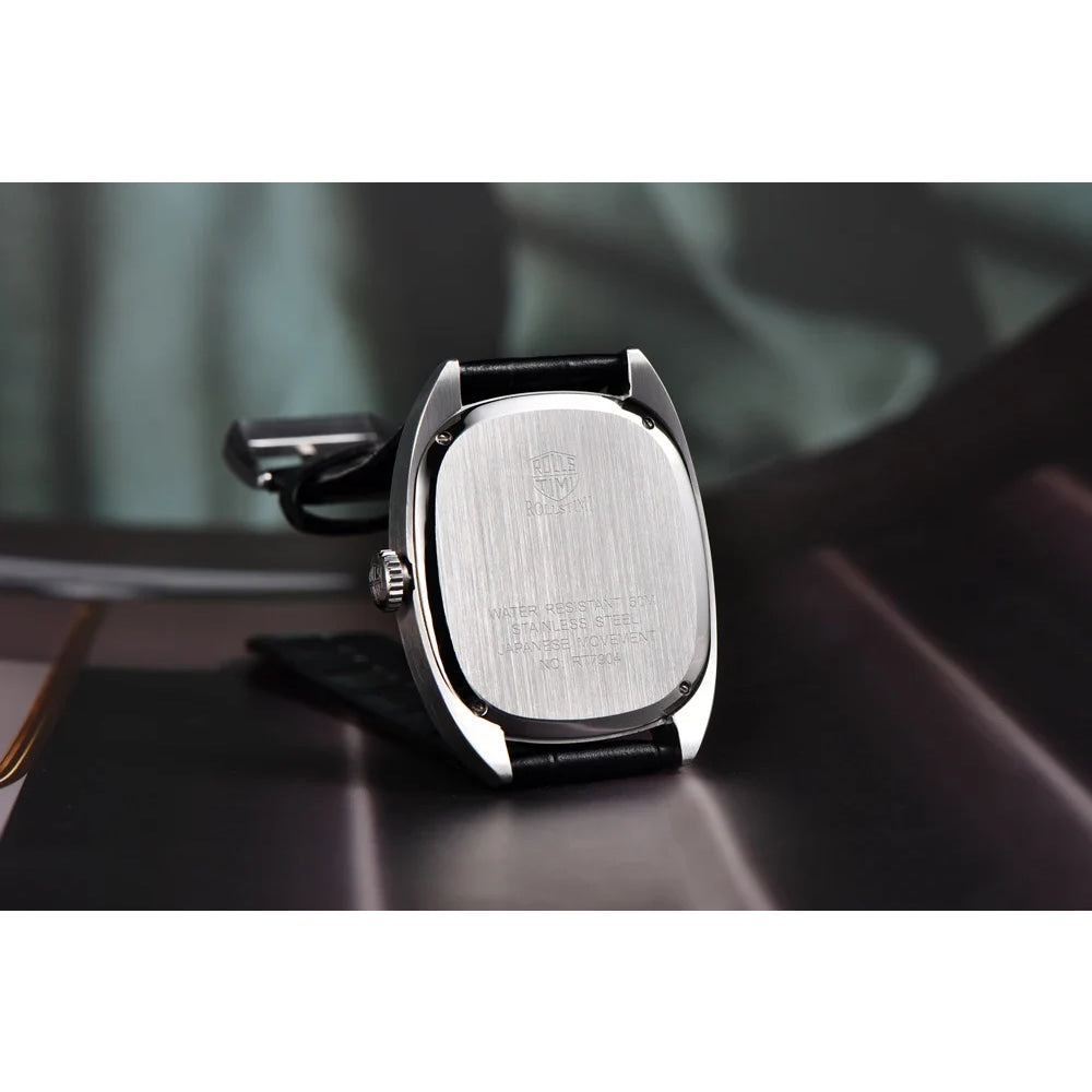 RollsTimi 2026 New Men's Watches Top Brand Luxury Oval Quartz Watch For Men Fashion Watch Man Waterproof VH31 Clock Gift Leathe