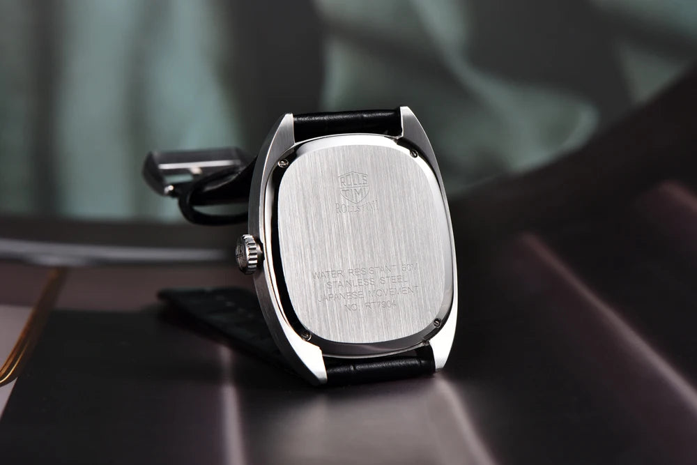 RollsTimi 2026 New Men's Watches Top Brand Luxury Oval Quartz Watch For Men Fashion Watch Man Waterproof VH31 Clock Gift Leathe