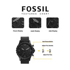 Fossil JR1354 Nate Chronograph Men Watch Black Leather 50mm Big Dial Military Sport Quartz Wristwatch Relogio Masculino