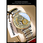 POEDAGAR Top Luxury Man Wristwatch Luminous Hollow Tourbillon Stainless Steel Men Clock Mechanical Automatic Men's Watches Reloj