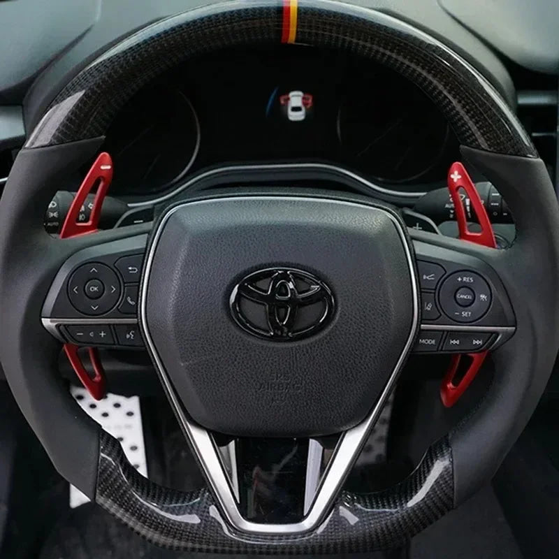 1PC Car Steering Wheel Decorative Sticker 6.5X4.5cm Carbon fiber Emblem For Toyota Hilux Prius Avensis Verso Corolla Camry