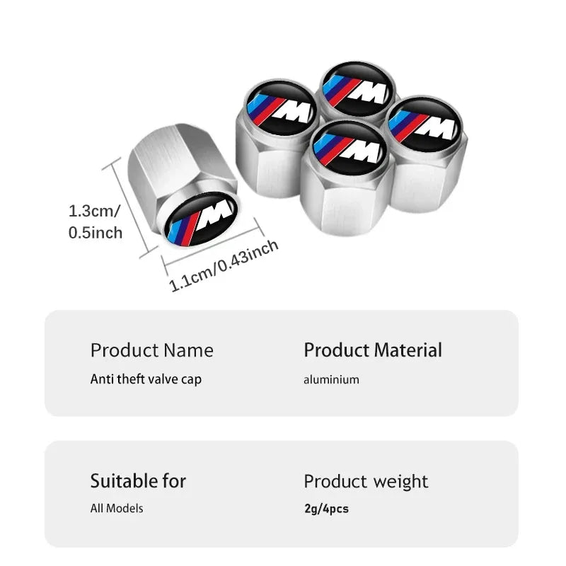 Car Wheel Tire Valve Air Stem Cap Cover For BMW X1 X3 E39 E46 E30 E36 E87 E60 E90 F26 G02 Personalized Decoration Accessories