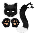 Guantes de garra de lobo 3D con máscara de media cara realista, conjunto de guantes con patas de gato y cola de piel esponjosa, accesorios para disfraz de Halloween