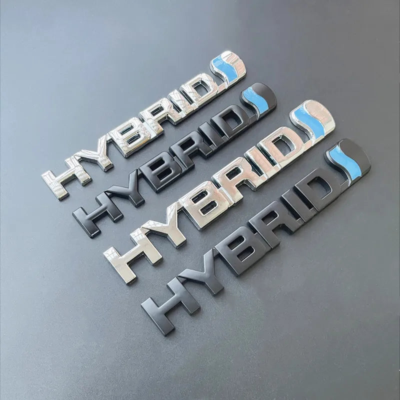 3D Metal HYBRID Logo Side Fender Rear Trunk Emblem Badge Car Sticker Decals For Toyota Prius Camry Crown Auris Rav4s TRD