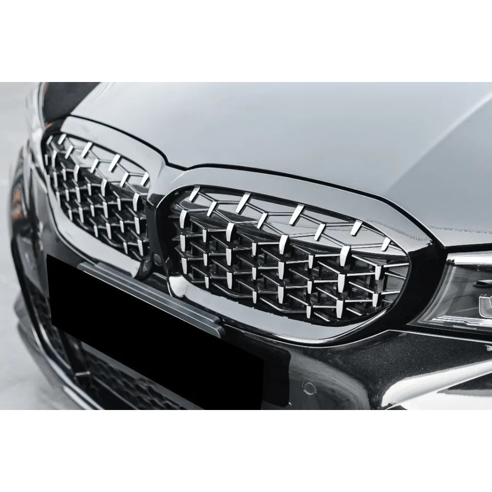 XVIP For BMW G20 3-Series G20 G21 G28 2019-2023 Front Bumper Hood Kidney Racing Grilles Replacement Black Diamond Meteor Style