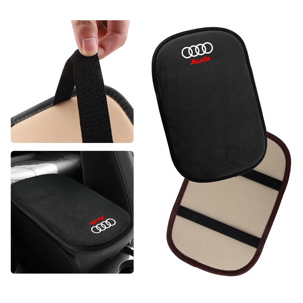 Suede Leather Armrest Mat Arm Rest Protection Cushion Auto Armrest Valve Cap For Audi Sline S3 A4 S4 TT Q1 C2 Q3 S7 B8 B9 8P 8V