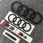 AUDI S3 4Ring logo ABS Black Car Hood Front Grill Emblem Rear Trunk Badge Sticker S3 Emblem Audi Sport Sticker For S3 2010-2020