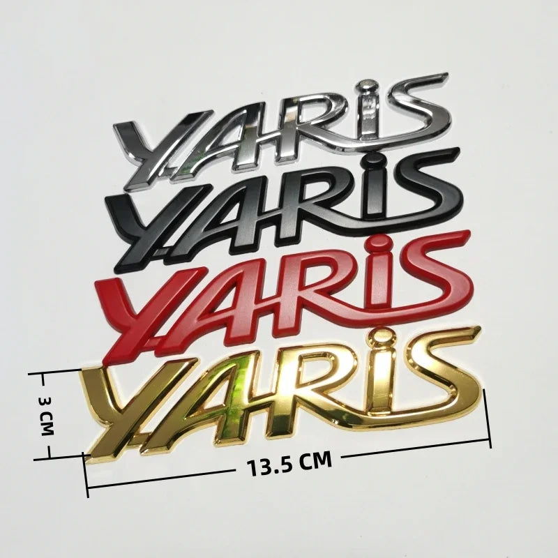 3D Metal Yaris Logo Emblem Badge Matte black Chrome Plated Trunk Letter Sticker For Toyota Yaris Car Exterior Decor Accessories