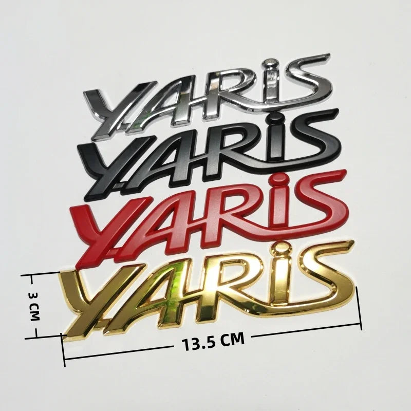 3D Metal Yaris Logo Emblem Badge Matte black Chrome Plated Trunk Letter Sticker For Toyota Yaris Car Exterior Decor Accessories