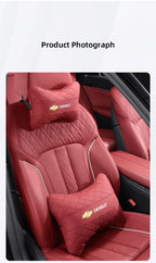 Nappa Leather Car Headrest Neck Pillow Waist Cushioning For Chevrolet Spark Captiva Cruze Malibu Equinox Trax Camaro Blazer