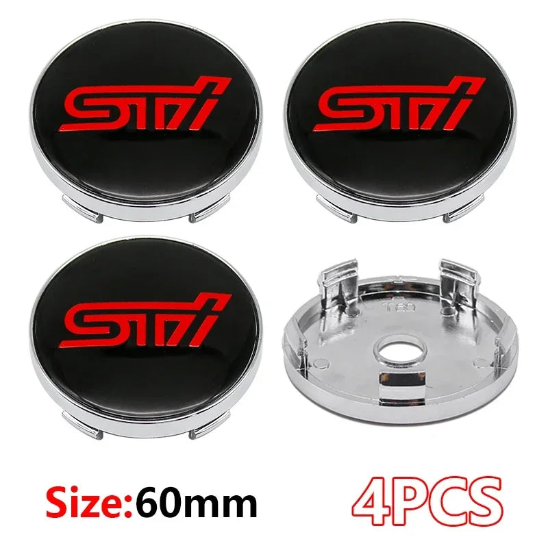For Subaru WRX BRZ DRL XV STI Outback Legacy Forester Impreza Tribeca 4Pcs ABS 60mm Wheel Center Cover Hub Cover Logo