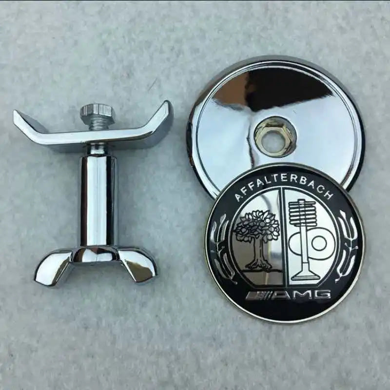 1pcs Metal 45mm Car Front Emblem Badge Modified Bonnet Chrome Hood Cover For Mercedes BenzW203 W204 C E S Class W210 W211 W220