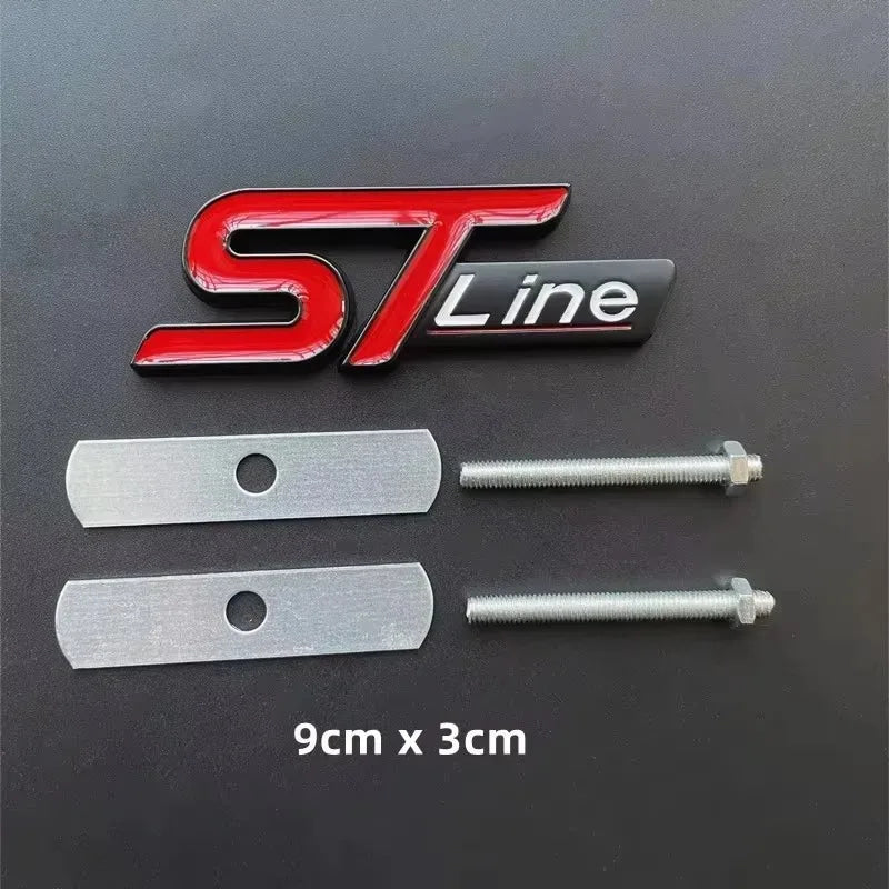 3D Metal ST Line Logo Car Front Grill Emblem Sticker Trunk Badge For Ford Kuga MK3 MK4 S Max Focus Puma Fiesta Accessories