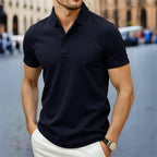 2025 New Men's Casual and Fashionable Simple Collared Short Sleeved Polo Shirt Summer Comfortable Breathable and Versatile Top