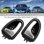 For Renault Car Inside Inner Door knob Interior Door Handle Left Right Fit For Clio 2000-2009 2/3-4/5 Doors Silver Matte Handles
