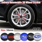 For Subaru STI Forester Impreza Legacy Outback XV BRZ WRX Tribeca ABS 4pcs Car Wheel Stickers 56mm Auto Center Hub Cap Decal