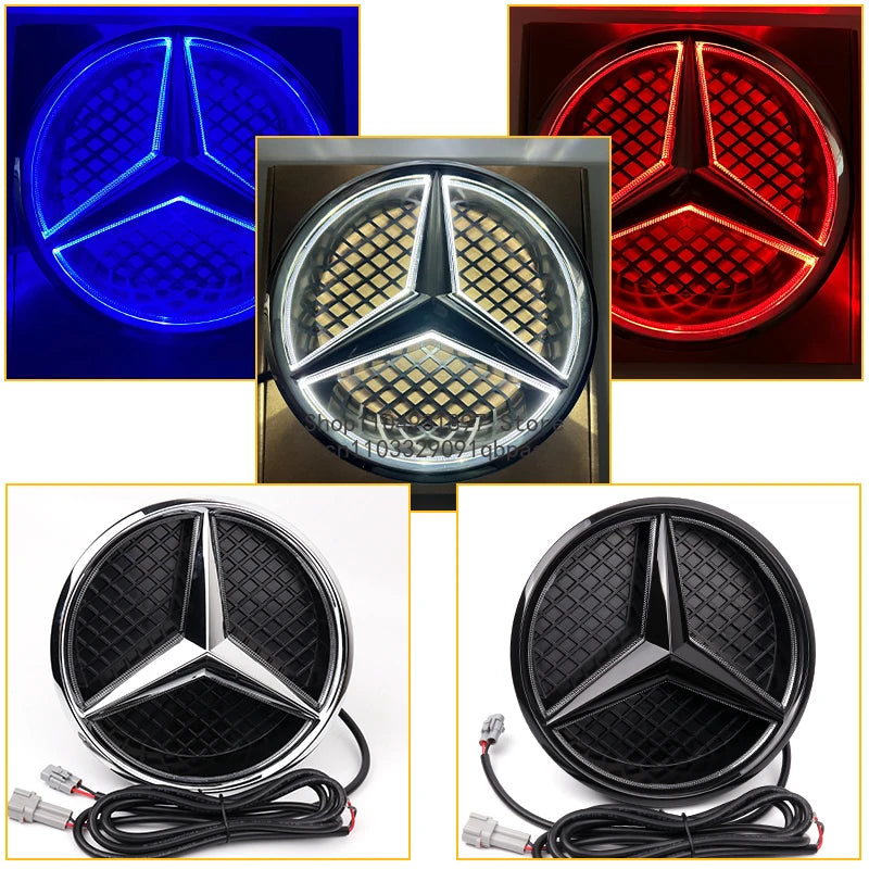 Grid LED light Front Grilled Embelm badge For W204 W205 W213 W253 C-Class E-Class GLC C E 180 200 250 300 350 43 63 4MATIC