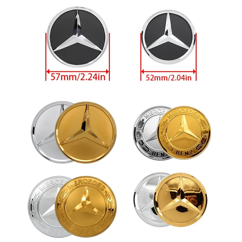 1Pc 52mm 57mm Car Steering Wheel Center Emblem Stickers For Mercedes Benz AMG W203 W206 W205 W211 W212 W210 W201 Badge Accessory