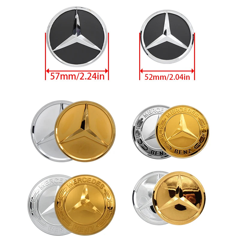 1Pc 52mm 57mm Car Steering Wheel Center Emblem Stickers For Mercedes Benz AMG W203 W206 W205 W211 W212 W210 W201 Badge Accessory