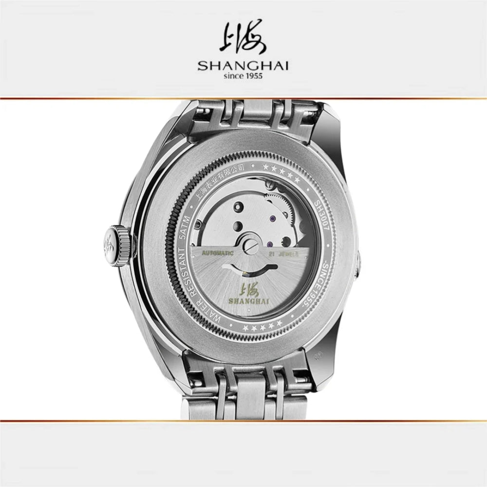 Shanghai Watch Calendar Mechanical Men's Watches 40mm Automatic Watches 316L Stainless Steel 50M Waterproof reloj hombre SH3007