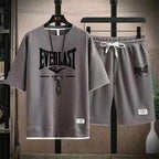2026 Men's summer suit high quality round neck men's T-shirt 2 pieces shorts running quick dry leisure quick dry.