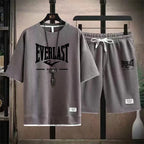 2026 Men's summer suit high quality round neck men's T-shirt 2 pieces shorts running quick dry leisure quick dry.