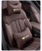 Nappa Leather Car Headrest Neck Pillow Waist Cushioning For Chevrolet Spark Captiva Cruze Malibu Equinox Trax Camaro Blazer