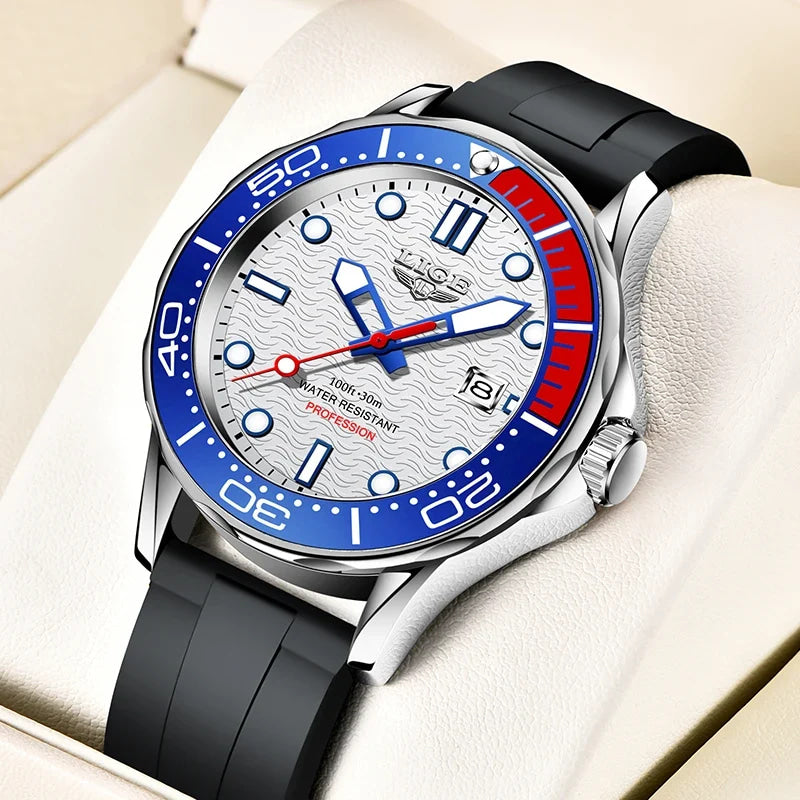 LIGE Men Watch Business Date Watch for Men Luxury Sport Quartz Watches Waterproof Luminous Silicone Wristwatch Relogio Masculino