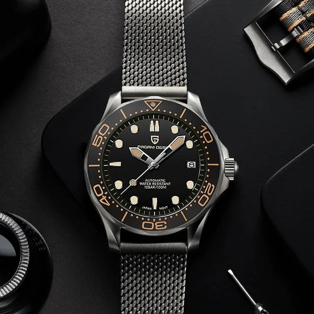 PAGANI DESIGN Men's Watches 2026 Luxury Mechanical Wristwatches Automatic Watch For Men AR Sapphire Ceramic Bezel Luminous Clock
