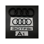 AUDI A1 4 Ring logo ABS Black Car Hood Front Bonnet Grill Rear Trunk Emblem Badge Sticker A1 Mark 30TFSI Emblem For Audi A1