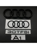 AUDI A1 4 Ring logo ABS Black Car Hood Front Bonnet Grill Rear Trunk Emblem Badge Sticker A1 Mark 30TFSI Emblem For Audi A1