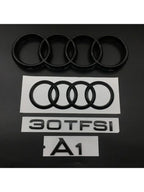 AUDI A1 4 Ring logo ABS Black Car Hood Front Bonnet Grill Rear Trunk Emblem Badge Sticker A1 Mark 30TFSI Emblem For Audi A1