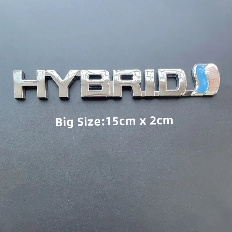 3D Metal HYBRID Logo Side Fender Rear Trunk Emblem Badge Car Sticker Decals For Toyota Prius Camry Crown Auris Rav4s TRD
