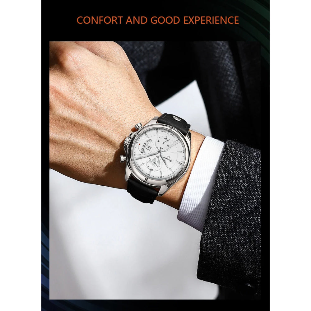POEDAGAR Luxury Man Wristwatch Chronograph Date Waterproof Leather Men Watch Casual Quartz Men's Watches Sports Male Clock Reloj