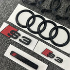 AUDI S3 4Ring logo ABS Black Car Hood Front Grill Emblem Rear Trunk Badge Sticker S3 Emblem Audi Sport Sticker For S3 2010-2020